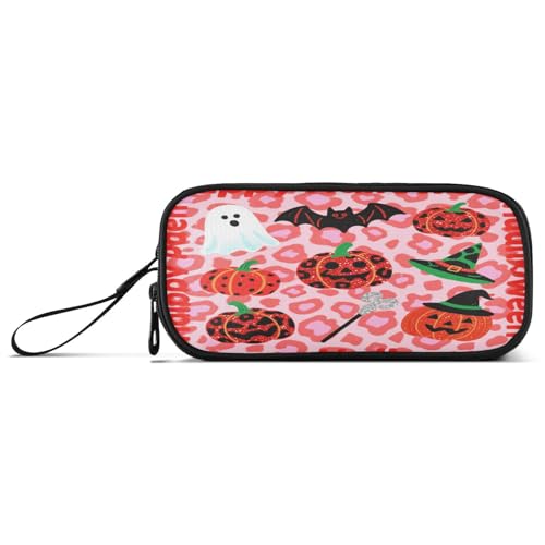 aidingzhi Federmäppchen mit rotem Glitzer-Leopardenmuster, Halloween, Nylon, Schulbedarf, hohe Kapazität, Federmäppchen für Teenager, Mädchen, Schule, Schreibwaren für elementare Erwachsene von aidingzhi