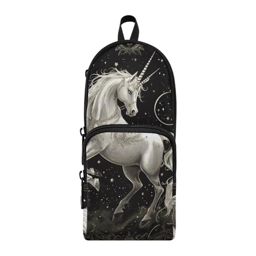 aidingzhi Federmäppchen mit weißen Einhörnern, Bohemian-Stil, Poker-Illustration, Nylon, 3 Fächer, Reißverschluss, Mehrzweck-Federmäppchen und ästhetischer Reißverschluss, Schreibwaren-Organizer für aidingzhi Federmäppchen mit weißen Einhörnern, Bohemian-Stil, Poker-Illustration, Nylon, 3 Fächer, Reißverschluss, Mehrzweck-Federmäppchen und ästhetischer Reißverschluss, Schreibwaren-Organizer für von aidingzhi