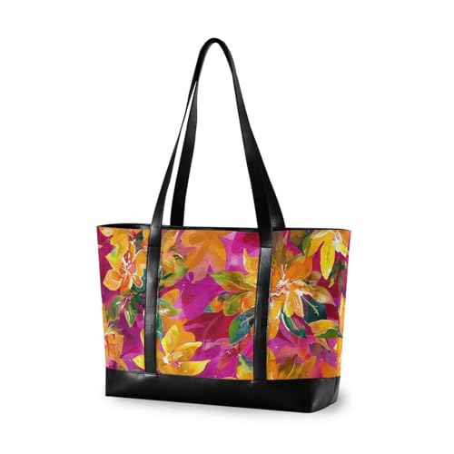 aidingzhi Firebush Blumen bunte große Kapazität Taschen für Damen mit Reißverschluss Arbeitshandtaschen für Männer mit Tablet von aidingzhi