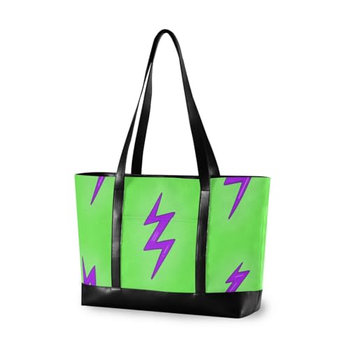 aidingzhi Fluoreszierende grüne Lightning-Graffiti-Laptop-Tragetasche für Damen, mit Reißverschluss, strukturierte Tragetasche für den Flug mit von aidingzhi