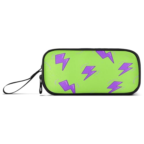 aidingzhi Fluoreszierendes grünes Lightning-Graffiti-Nylon-Federmäppchen mit großer Kapazität, Federmäppchen für College, Schreibwaren-Tasche für Schule und Kinder von aidingzhi