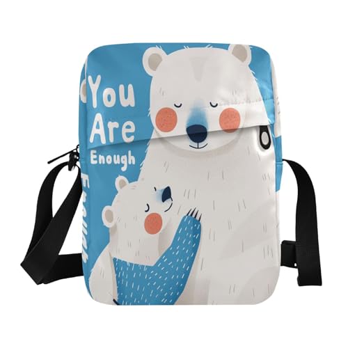 aidingzhi Glacier Bear Blue Herren Messenger Bag Crossbody Umhängetasche Herren Damen Schulterhandtaschen Verstellbarer Riemen für Outdoor Alltag Outdoor Alltag von aidingzhi