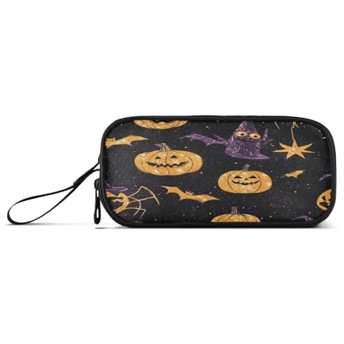 aidingzhi Glitzernder Kürbis Halloween Nylon Federmäppchen für Teenager Hohe Kapazität Reißverschluss Federmäppchen Schreibwaren Tasche für Schule Teenager Mädchen von aidingzhi