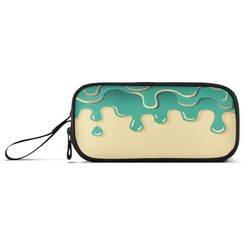 aidingzhi Graffiti-Kunst-Federmäppchen aus Nylon, großes Fassungsvermögen, Federmäppchen mit Fächern, Schreibwaren-Organizer für Schüler, Grün / Beige von aidingzhi