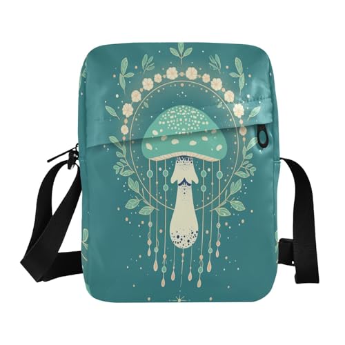 aidingzhi Green Mushroom Einfache Kuriertasche für Damen, Crossbody-Tasche, verstellbarer Riemen für Freizeit, Schule von aidingzhi