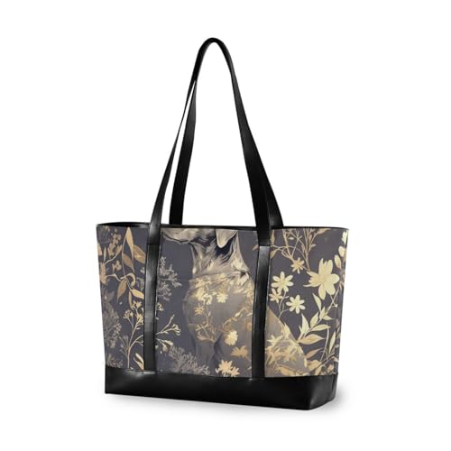 aidingzhi Grey Dog Golden Flower Leaves Professionelle Computertasche mit Reißverschluss Aktentasche für Uni inkl von aidingzhi