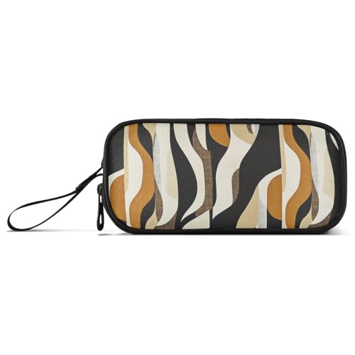 aidingzhi Großes Federmäppchen aus Nylon, abstraktes Muster mit braunen und schwarzen Streifen, hohe Kapazität für Teenager und Mädchen, Schreibwaren-Organizer für Studenten, Abstraktes Muster mit von aidingzhi