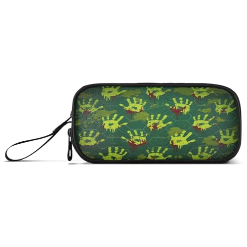 aidingzhi Grüne blutige Hände, Halloween, Nylon, großes Federmäppchen, hohe Kapazität, Federmäppchen, Schreibwaren-Organizer für elementare Mädchen von aidingzhi