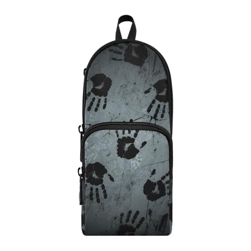 aidingzhi Halloween Federmäppchen mit Handabdruck, Nylon, 3 Fächer, Mehrzweck- und ästhetisches Federmäppchen für die Schule, Schreibwaren-Organizer für die Mittelschule, Schwarz aidingzhi Halloween Federmäppchen mit Handabdruck, Nylon, 3 Fächer, Mehrzweck- und ästhetisches Federmäppchen für die Schule, Schreibwaren-Organizer für die Mittelschule, Schwarz von aidingzhi