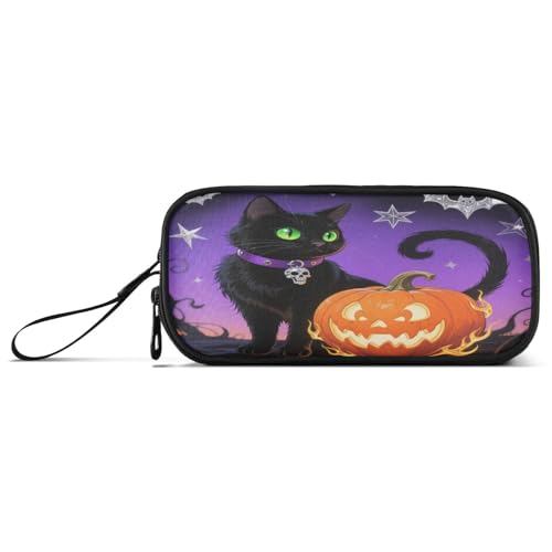 aidingzhi Halloween Schwarze Katzen und Kürbisse Nylon Federmäppchen Schule Hohe Kapazität Federmäppchen für College Schreibwaren für Büro Teenager Mädchen von aidingzhi