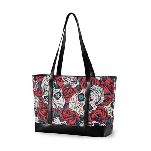 aidingzhi Halloween rote Rose Totenköpfe einfache Tragetasche mit Laptop mit Reißverschluss Laptop-Reisetasche für Frauen aidingzhi Halloween rote Rose Totenköpfe einfache Tragetasche mit Laptop mit Reißverschluss Laptop-Reisetasche für Frauen von aidingzhi