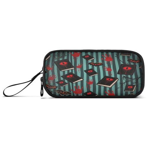 aidingzhi Halloween rotes Teufelsaugenblut Handabdruck Nylon Schule Federmäppchen Große Kapazität Federmäppchen für Schule Schreibwaren Organizer für High School Frauen von aidingzhi