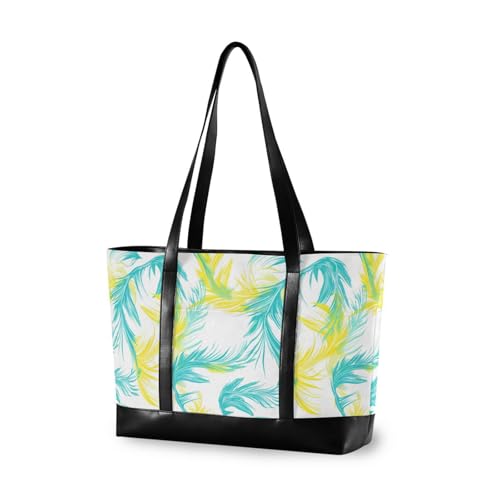 aidingzhi Handgezeichnetes Design Phoenix Neon Gelb Blau Fashion Tasche mit Reißverschluss und Reißverschluss strukturierte Tragetasche für Frauen Arbeit mit Windel von aidingzhi