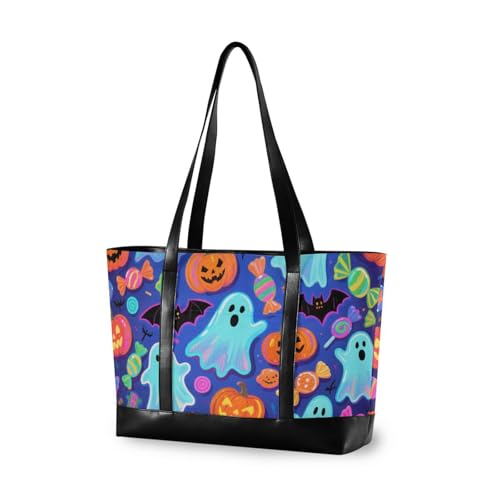 aidingzhi Happy Halloween Bunte Candy Ghosts modische Laptoptasche 14 mit Reißverschluss, Arbeitstasche für Herren mit Tablet von aidingzhi