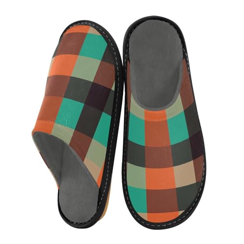 aidingzhi Hausschuhe für Damen, Hausschuhe für den Innenbereich, Memory-Schaum, flauschige Hausschuhe, weiches Haus für gemütliches Haus, Buffalo Plaid Karo Grün, 4-5 von aidingzhi