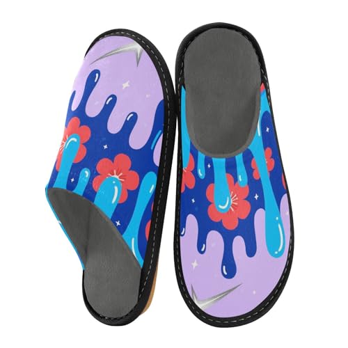 aidingzhi Hausschuhe für Damen, Innenbereich, Memory-Schaum, Hausschuhe, Hausbett, Graffiti-Kunstblumen, 42/44 EU von aidingzhi