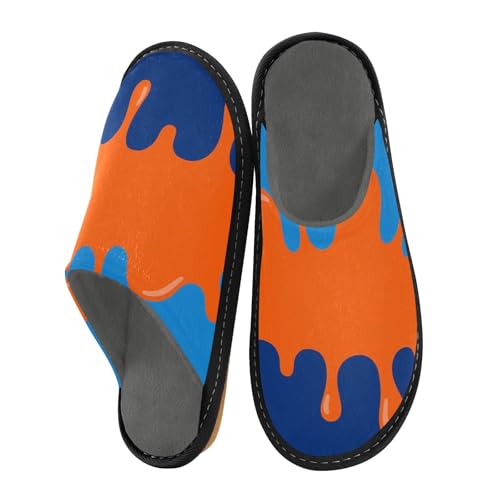 aidingzhi Hausschuhe für Damen, Memory-Schaum, Hausschuhe für Zuhause, gemütliches Haus, Graffiti Art Orange Blau, 39.5/40 EU von aidingzhi