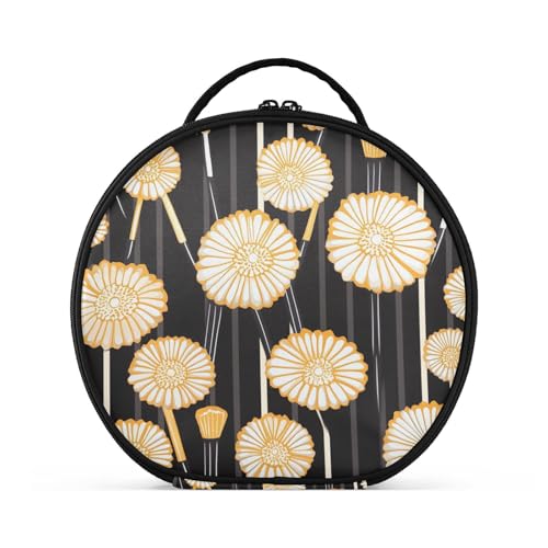 aidingzhi Japanische Kosmetiktasche mit Gänseblümchen, vertikal, freistehend, wasserdicht, Make-up-Tasche für Damen, mit verstellbaren Trennwänden, 27,9 cm von aidingzhi