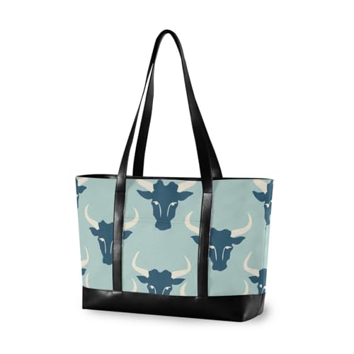 aidingzhi Jon Klassen Style Bull Babyblau einfache Tasche für Frauen Reise mit Reißverschluss Tragetasche für College mit von aidingzhi