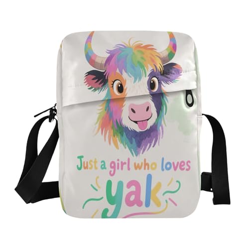 aidingzhi Just A Girl Who Loves Yak Umhängetasche für Damen, lässige Geldbörse, verstellbarer Riemen, für Outdoor-Sport, Outdoor-Sport von aidingzhi