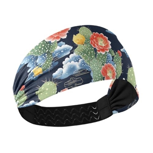 aidingzhi Kaktus-Sommer-Stirnband für Damen, feuchtigkeitsableitend, elastisch, für Workout, Laufen, Fußball, Laufen, Schwarz / Grün von aidingzhi