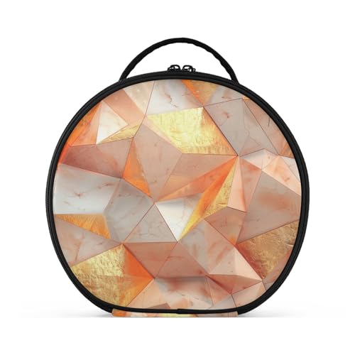 aidingzhi Kinder-Make-up-Tasche mit unregelmäßigem Polygon-Muster, rotgoldenes Design, Reisegröße, Zubehör, stilvoll, großes Fassungsvermögen, Reise-Kosmetiktasche mit verstellbaren Trennwänden, 27,9 von aidingzhi