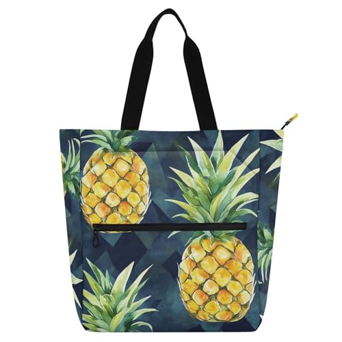 aidingzhi Kinder-Tragetasche, Klaviertasche für Kinder, Studenten, Erwachsene, gelbe Ananas, große Bibliotheksbuch-Tragetasche mit Reißverschluss-Griffen, für Schule, Einkaufen, Lebensmittel von aidingzhi