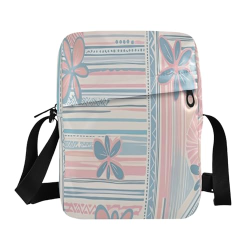 aidingzhi Kleine Kuriertasche für Damen, Boho-Stil, rosa und blau, Vintage-Blumen, kleine Umhängetasche, Geldbörse für Teenager, verstellbarer Riemen für Reisen, Arbeit von aidingzhi