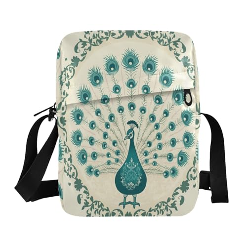 aidingzhi Kleine Umhängetasche im Retro-Stil, viktorianischer Stil, Pfauengrün, kleine Umhängetasche, Umhängetasche, Handtasche, verstellbarer Riemen, für Arbeit, Business von aidingzhi