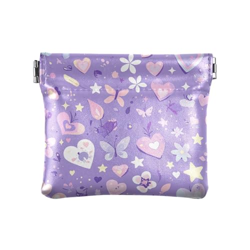aidingzhi Kleine kleine Münztasche mit violetten Blumen, Mini-Make-up-Tasche für Damen, Jungen, Mädchen, Violette Blume, Dekoration von aidingzhi