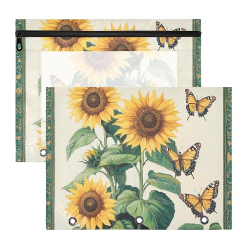 aidingzhi Kosmetiktasche, 3 Löcher, 3 Löcher, Tasche für A4-Papier, Briefe, 2 Stück, Studenten, Schulbedarf, Sonnenblumen, Schmetterling aidingzhi Kosmetiktasche, 3 Löcher, 3 Löcher, Tasche für A4-Papier, Briefe, 2 Stück, Studenten, Schulbedarf, Sonnenblumen, Schmetterling von aidingzhi