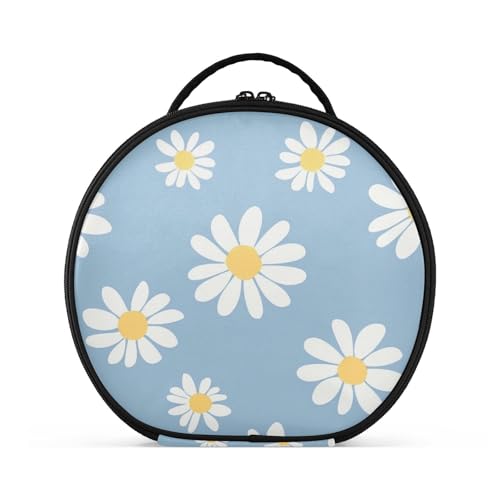 aidingzhi Kosmetiktasche mit Blumenmotiv, Reisegröße, große Kosmetiktasche für Damen, mit verstellbaren Trennwänden, 27,9 cm, Blau von aidingzhi