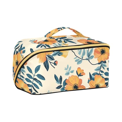 aidingzhi Kosmetiktasche mit Blumenmotiv und Trennwänden, stilvolle Kosmetiktasche für Damen, vertikal, freistehend von aidingzhi