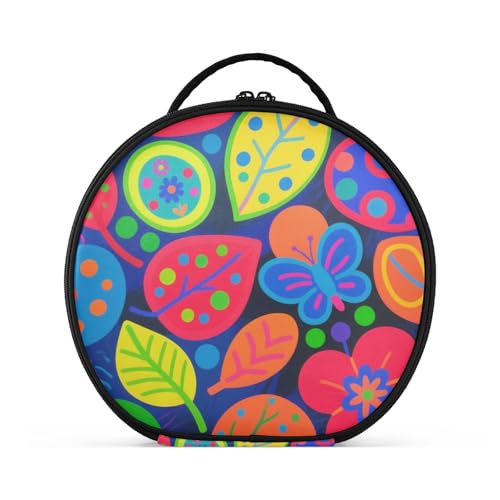 aidingzhi Kosmetiktasche mit Cartoon-Motiv, bunt, Schmetterlings-Blätter, vertikal, freistehend, Reißverschluss, Kulturbeutel für Damen, mit verstellbaren Trennwänden, 27,9 cm von aidingzhi