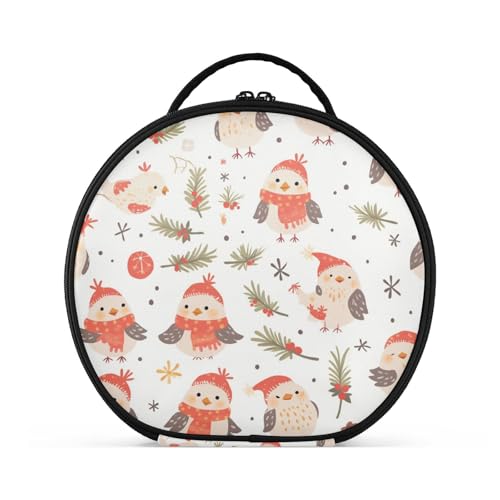 aidingzhi Kosmetiktasche mit Cartoon-Motiv "Merry Christmas", Beige mit Fächern und Griff, Reißverschluss, Kulturbeutel für Damen, mit verstellbaren Trennwänden, 27,9 cm von aidingzhi