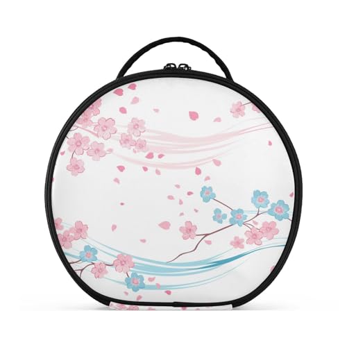 aidingzhi Kosmetiktasche mit Kirschblütenmotiv, vertikal, freistehend, leicht, Reise-Kosmetiktasche für Damen, mit verstellbaren Trennwänden, 27,9 cm, Rosa / Blau von aidingzhi