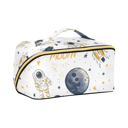 aidingzhi Kosmetiktasche mit Trennwänden, Weltraumschiff, Mond, Kosmetiktasche für Damen, Reisegröße, Zubehör von aidingzhi