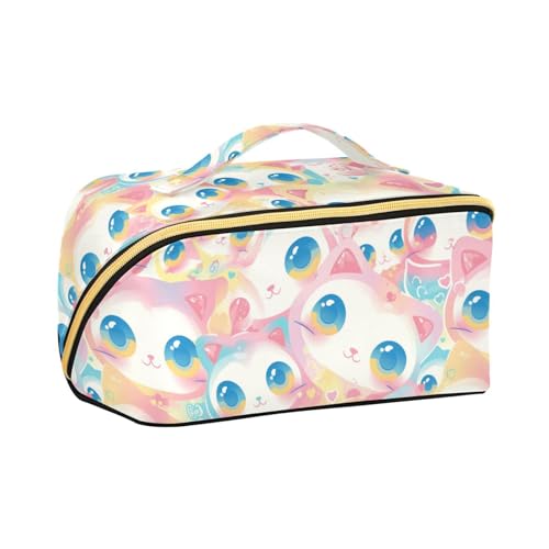 aidingzhi Kosmetiktasche mit niedlichem Cartoon-Katzenmotiv, leichte Kosmetiktasche für Damen, Reisegröße, Zubehör von aidingzhi