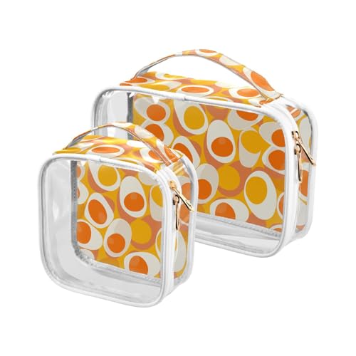 aidingzhi Kulturbeutel für Herren, transparent, TSA-zugelassen, wiederverwendbar, Make-up-Pinseltasche, Rasierset, gekochte Eier, Canyon, Orange, 2 Stück, gekochte Eier Canyon Orange von aidingzhi