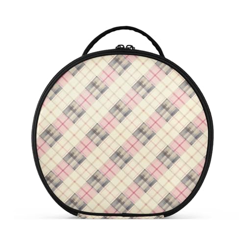 aidingzhi Kulturbeutel für Kinder, Schottenkaro, vertikal, freistehend, stilvolle Kosmetiktasche für Damen, Reisen, mit verstellbaren Trennwänden, 27,9 cm, Rosa / Beige aidingzhi Kulturbeutel für Kinder, Schottenkaro, vertikal, freistehend, stilvolle Kosmetiktasche für Damen, Reisen, mit verstellbaren Trennwänden, 27,9 cm, Rosa / Beige von aidingzhi