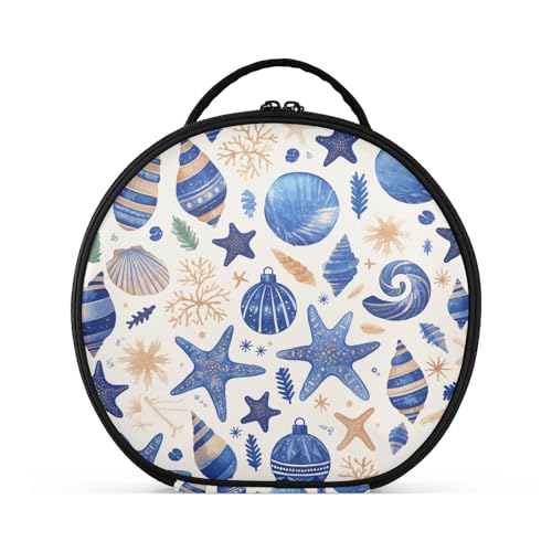 aidingzhi Kulturbeutel mit Aufschrift "Merry Christmas", Seestern, mit Fächern und Griff, tragbare Make-up-Tasche für Damen, mit verstellbaren Trennwänden, 27,9 cm, Blau aidingzhi Kulturbeutel mit Aufschrift "Merry Christmas", Seestern, mit Fächern und Griff, tragbare Make-up-Tasche für Damen, mit verstellbaren Trennwänden, 27,9 cm, Blau von aidingzhi