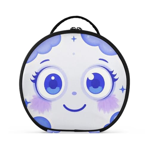 aidingzhi Kulturbeutel mit Cartoon-Motiv, niedliche große Augen, Reisegröße, Zubehör, wasserdichte Kosmetiktasche für Damen, mit verstellbaren Trennwänden, 27,9 cm, Violett von aidingzhi