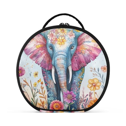 aidingzhi Kulturbeutel mit Elefantenblumen, vertikal, freistehend, Reißverschluss, Reise-Kosmetiktasche für Damen, mit verstellbaren Trennwänden, 27,9 cm von aidingzhi
