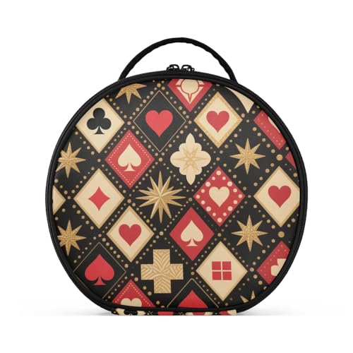 aidingzhi Kulturbeutel mit Fächern und Griff, stilvolle Make-up-Tasche für Damen, mit verstellbaren Trennwänden, 27,9 cm, Rot und Schwarz von aidingzhi