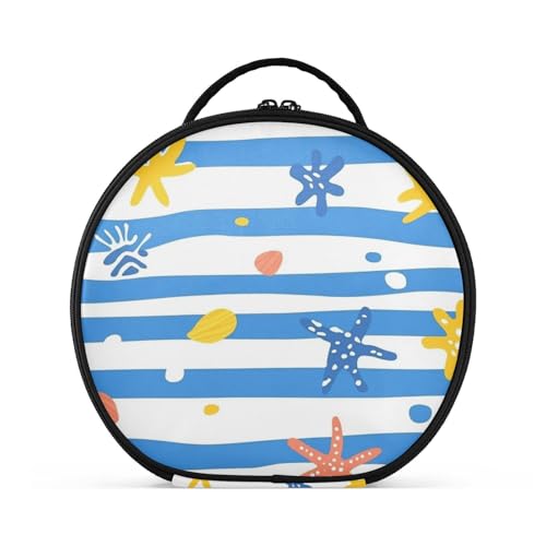 aidingzhi Kulturbeutel mit Seestern, Reisegröße, Zubehör, tragbarer Kulturbeutel für Damen, mit verstellbaren Trennwänden, 27,9 cm, Blau von aidingzhi