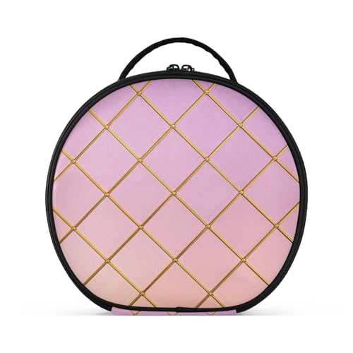 aidingzhi Kulturbeutel mit goldfarbenem Gittermuster, rosa Würfel, vertikal, freistehend, große Kosmetiktasche für Damen, mit verstellbaren Trennwänden, 27,9 cm aidingzhi Kulturbeutel mit goldfarbenem Gittermuster, rosa Würfel, vertikal, freistehend, große Kosmetiktasche für Damen, mit verstellbaren Trennwänden, 27,9 cm von aidingzhi