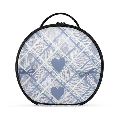 aidingzhi Kulturbeutel mit niedlicher blauer Schleife mit Herz, Fächer und Griff, wasserdichte Make-up-Tasche für Damen, mit verstellbaren Trennwänden, 27,9 cm aidingzhi Kulturbeutel mit niedlicher blauer Schleife mit Herz, Fächer und Griff, wasserdichte Make-up-Tasche für Damen, mit verstellbaren Trennwänden, 27,9 cm von aidingzhi
