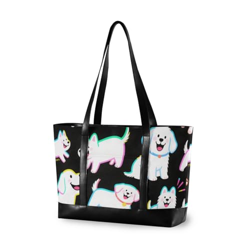 aidingzhi Laptoptasche für Herren, Motiv: niedlicher weißer Hund, mit Reißverschluss, Reisetasche für Mütter von aidingzhi