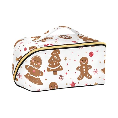 aidingzhi Lebkuchen-Make-up-Tasche mit Trennwänden, Reißverschluss, Reise-Kosmetiktasche für Damen, Reisegröße, Zubehör von aidingzhi