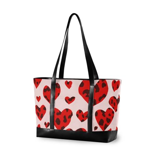 aidingzhi Love Red Leopard Print Valentine einfache Laptoptasche mit Reißverschluss Buchtasche für Herren mit Tablet von aidingzhi
